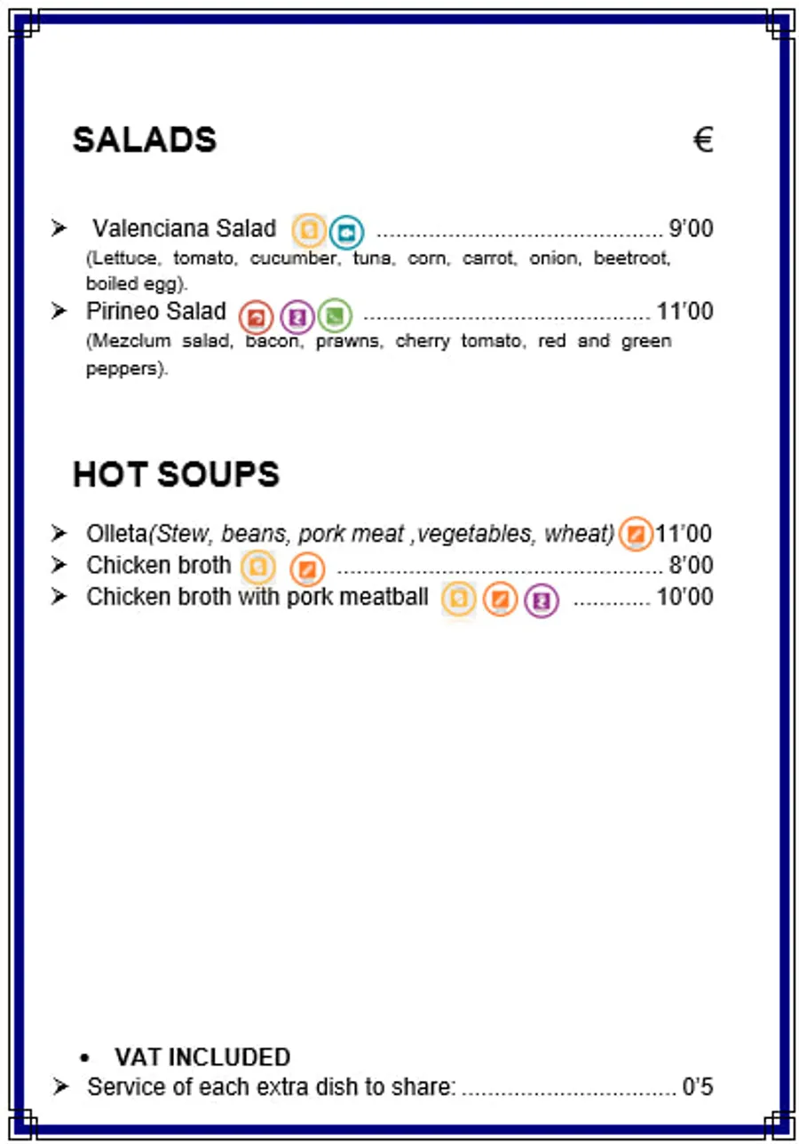 Soups and stews menu